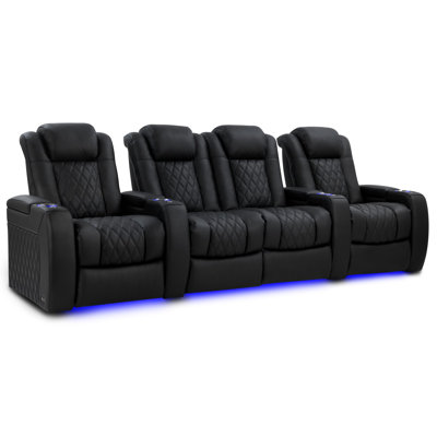 Siège de cinéma en cuir véritable de 123 po de largeur avec porte-gobelet