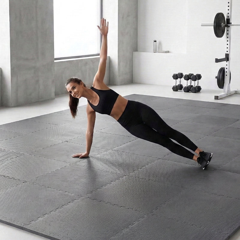 Balancefrom Fitness 144 Sq Ft Interlocking EVA Foam Exercise Mat Tiles, Gray