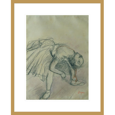 Danseuse fixant sa pantoufle par Edgar Degas, impression giclée encadrée