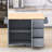 Draden 3 Drawers Rolling Mobile Kitchen Island With Wood Top-1378852404