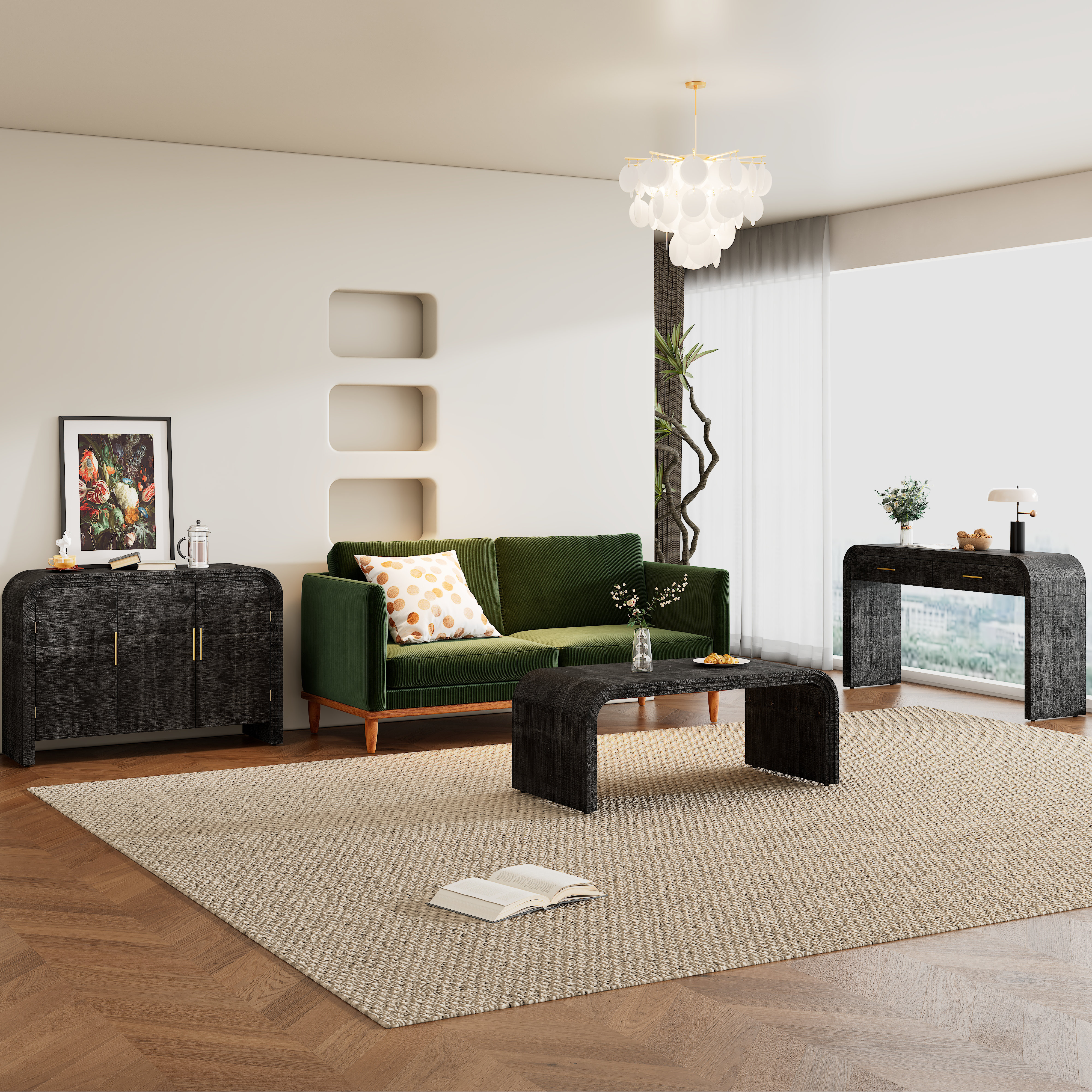 Restro Entry Gracie Oaks 3-Piece Retro Furniture Set with Sideboard, Console Table ...