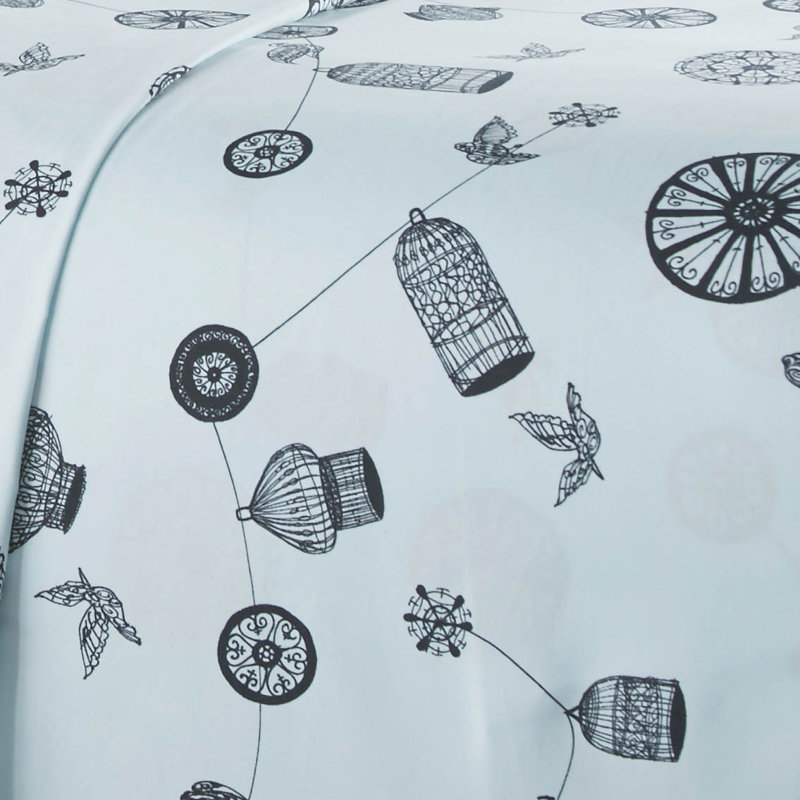 Ensemble de draps Songbird, Bleu, Ensemble de draps pour très grand lit + un drap-h