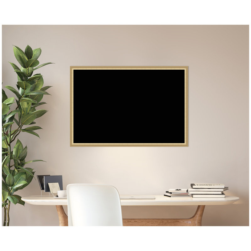 Tableau d'affichage en lin encadré en tissu, H 26 po x l 38 po x P 1,25 po, Noir, Or de Florence