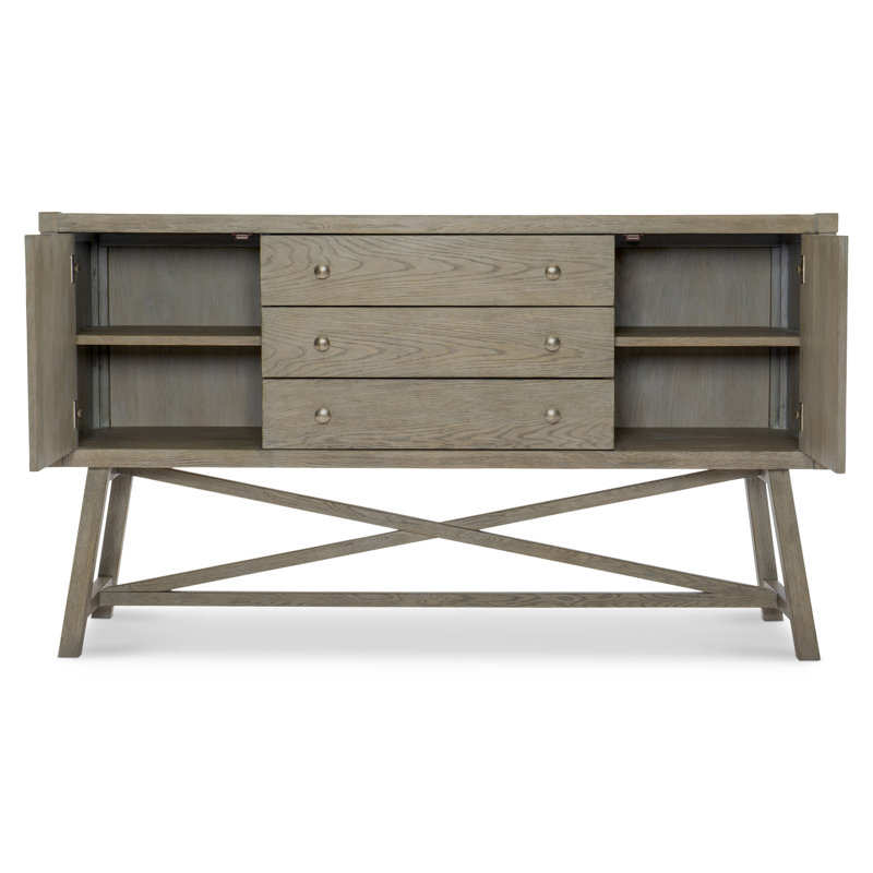 Albion Transitional 64'' Gray Knotty Oak Sideboard with X-Stretcher Base