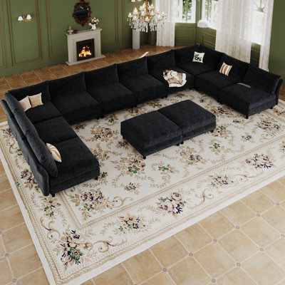 Knaack Oversized U-Shaped Wide Sectional Sofa | Upholstered Living Room Couch