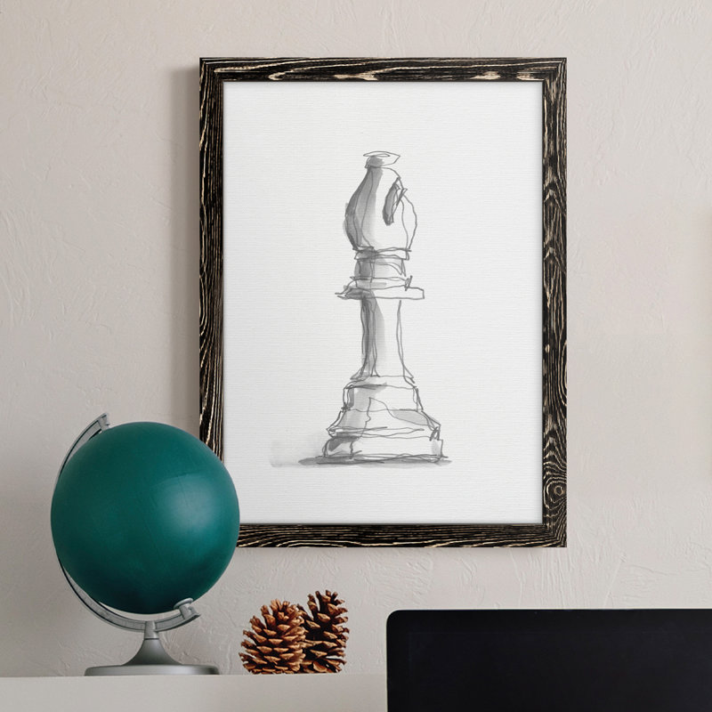 «Chess Room Study IV», toile encadrée de qualité supérieure - prête à être accrochée, H 20 po x l 17 po x P 1 po