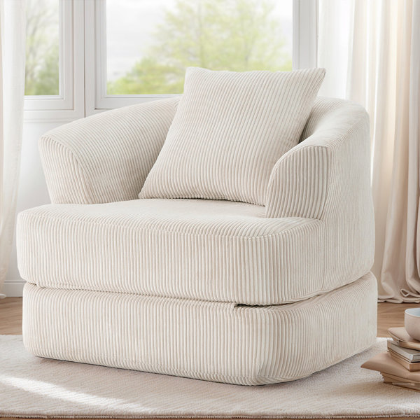 Oversized Upholstered Convertible Accent Barrel Chair