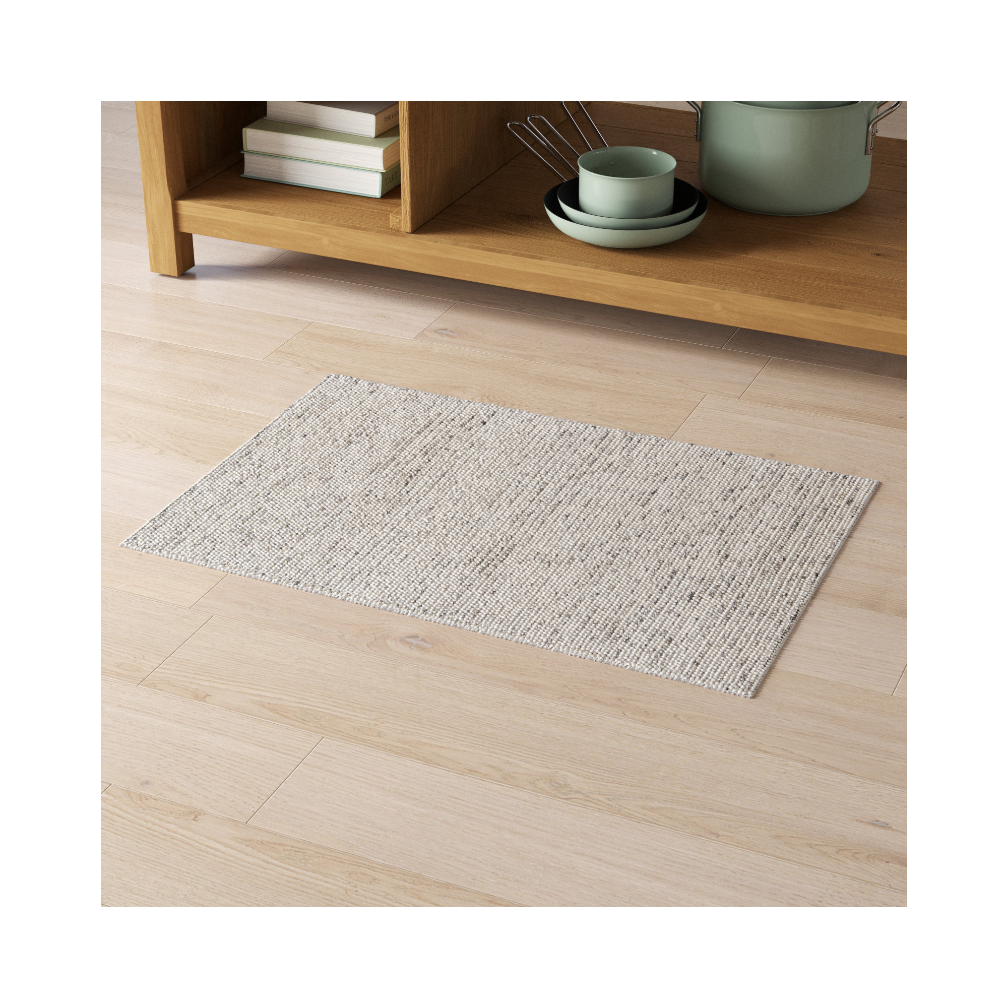 Amalda Handmade Wool Ivory Area Rug, Rectangle 3' x 5'
