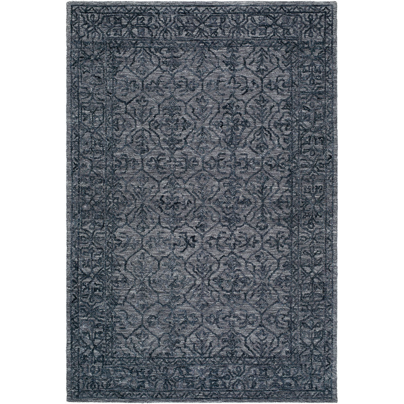 Moroccan Wool Hand Tufted Area Rug, Charcoal/Deep Teal, Rectangle 183 x 274 cm