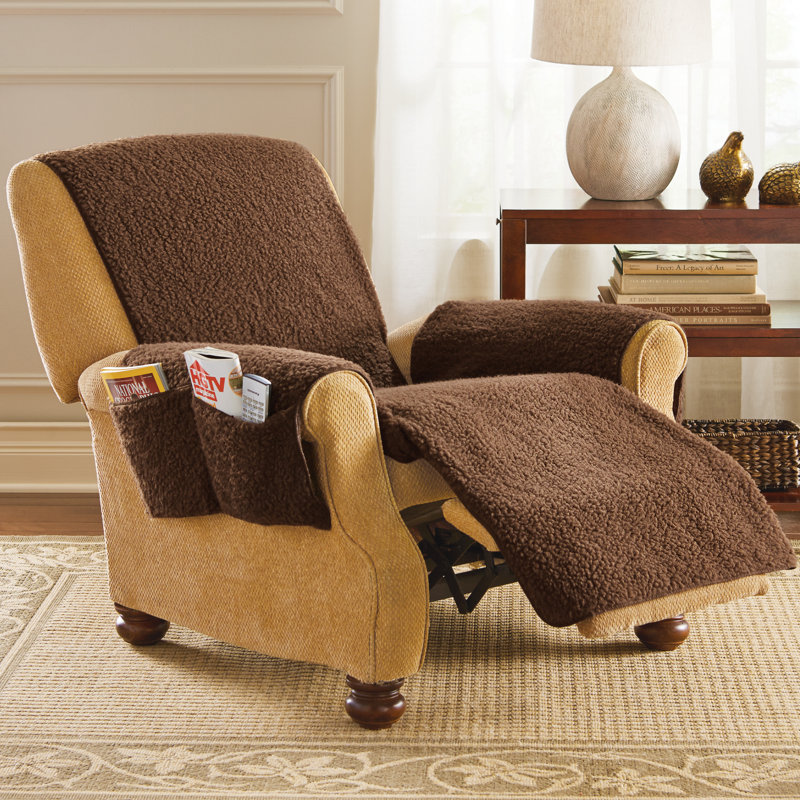 Housse pour fauteuil inclinable à coussins carrés/rectangulaires, Brun