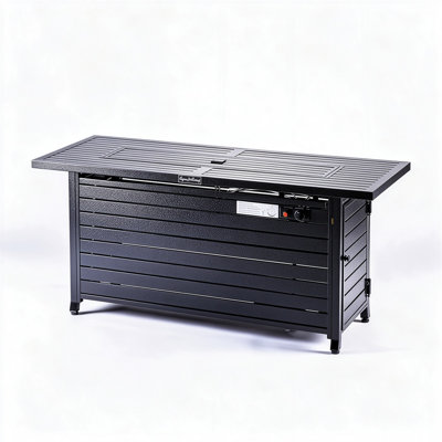  Table de foyer d'extérieur au propane 57 po avec couvercle et pierres de lave, 57 000 BTU