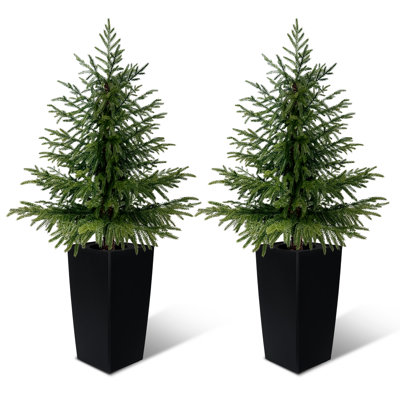 Artificial Real Touch Norfolk Pine Christmas Tree With Natural Look In Black Pot