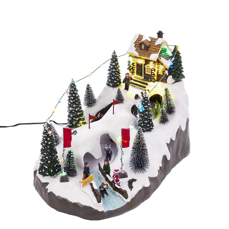 Kurt Adler Motion LED Christmas Skiing Village