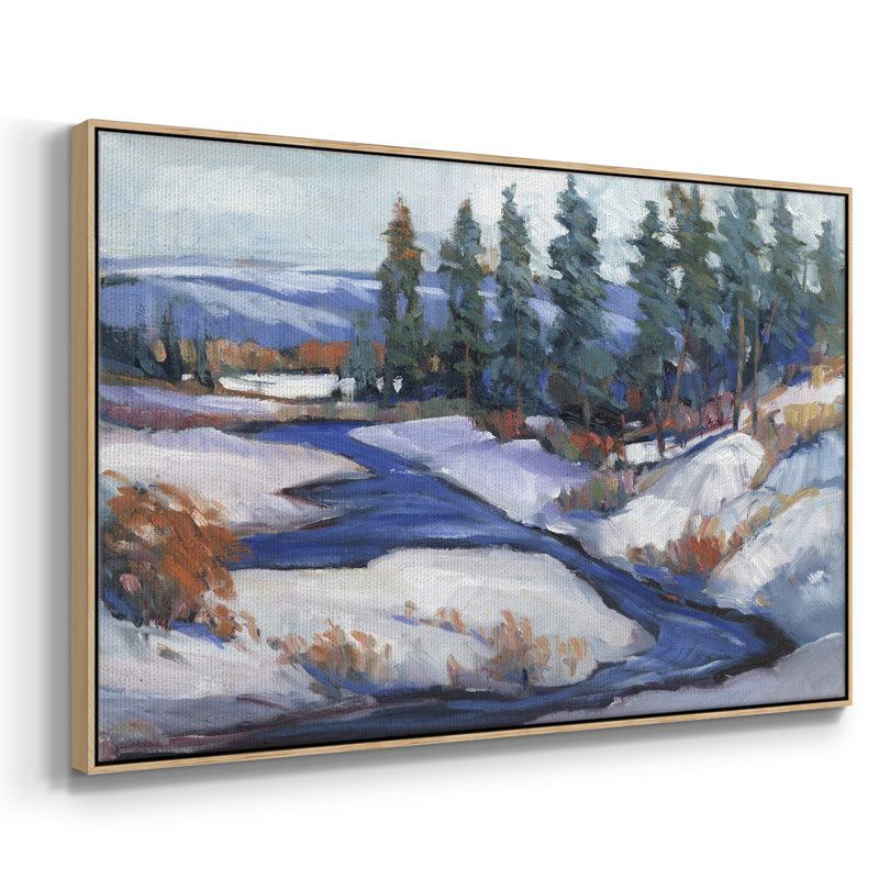 «First Snow I», toile tendue avec châssis de qualité supérieure - prête à être accrochée, H 27 po x l 41 po x P 2 po, Naturel