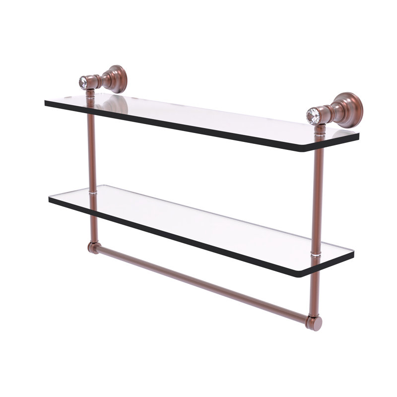 Freyja 2 Piece Glass Accent Shelf with Towel Bar, Antique Copper, 5.54" H x 22" W x 9.5" D