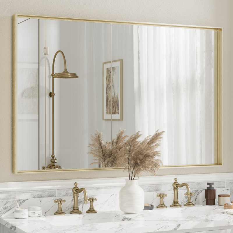 Miroir mural Aevar, 55 po x 36 po, Or brossé