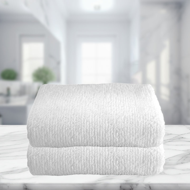 Hammam Piped Ribbed Bath Sheets, White