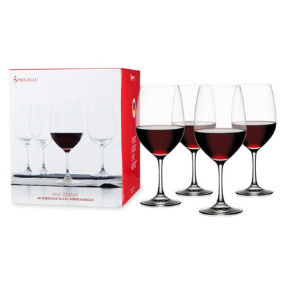 Spiegelau Pack of 4 Vino Grande Bordeaux Wine Glasses, Dishwasher Safe - Clear