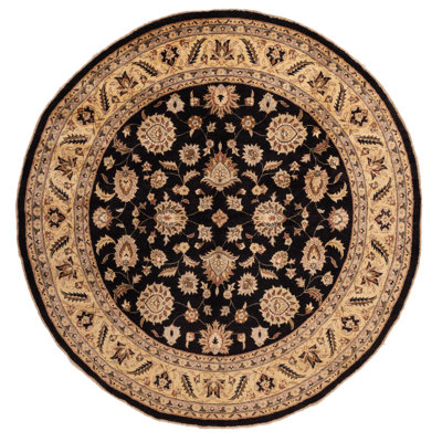 Tapis noir Peshawar Oushak 9 pi 8 po x 9 pi 9 po
