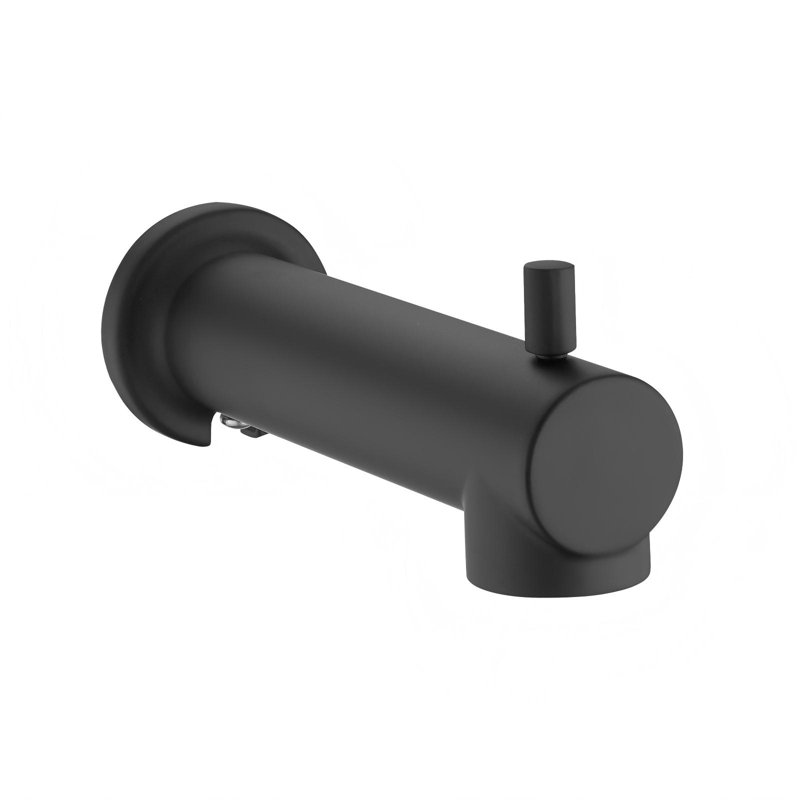 Wall Mounted Slip On Extra Long Tub Spout With Diverter, Matte Black