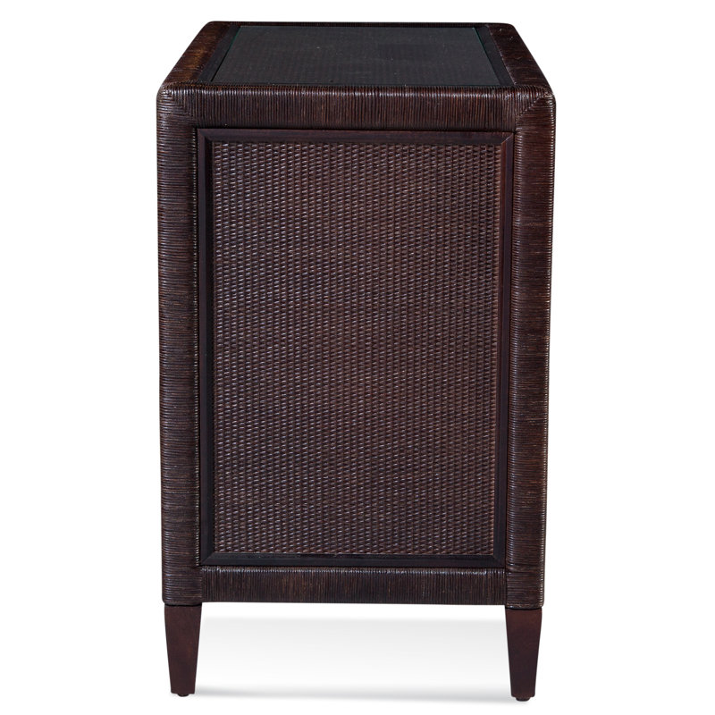 Warwick 3-Drawer Wicker Chest, Java, Satin Brass