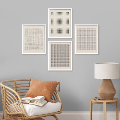 Motif géométrique à pois encadré sur papier, 4 pièces