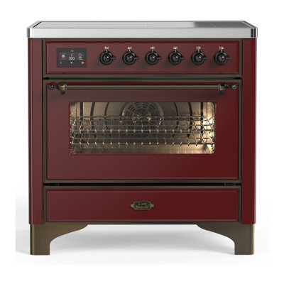Cuisinière à induction 36 pouces avec 6 éléments à induction en bourgogne (garniture brunie) Majestic III Series