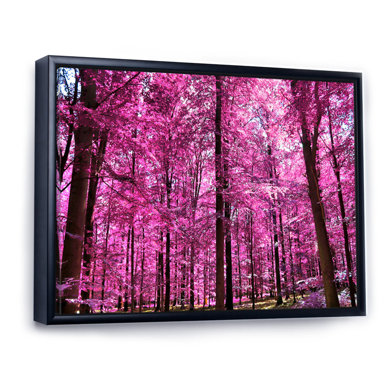 Rose et mauve, fantaisie, paysage de forêt - œuvre d'art traditionnelle sur toile, H 24 po x l 36 po x P 1 po