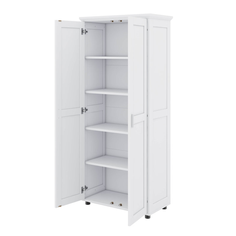 Armoire de rangement surélevée avec 2 portes et unité de plancher autoportante avec tablettes réglables à l'intérieur