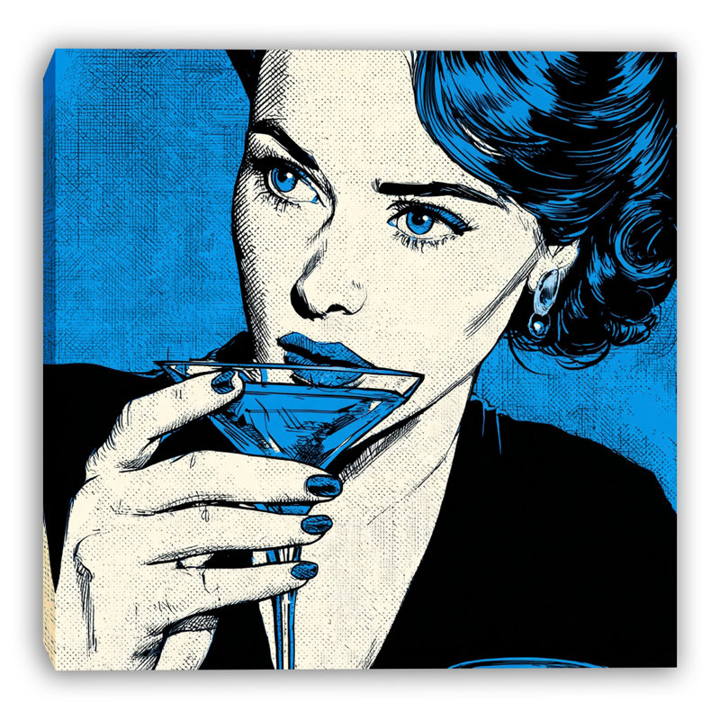 «Blue Martini», art mural sur toile tendue, H 30 po x l 30 po x P 1,5 po