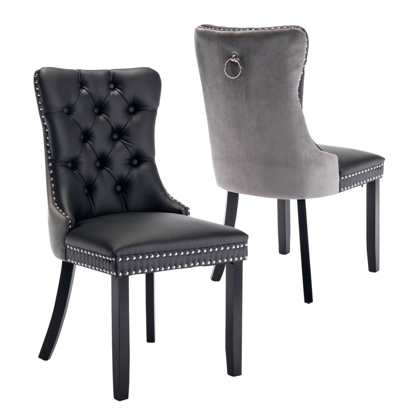Chaise de salle à manger Kingson Modern Glam, Noir/gris, 2