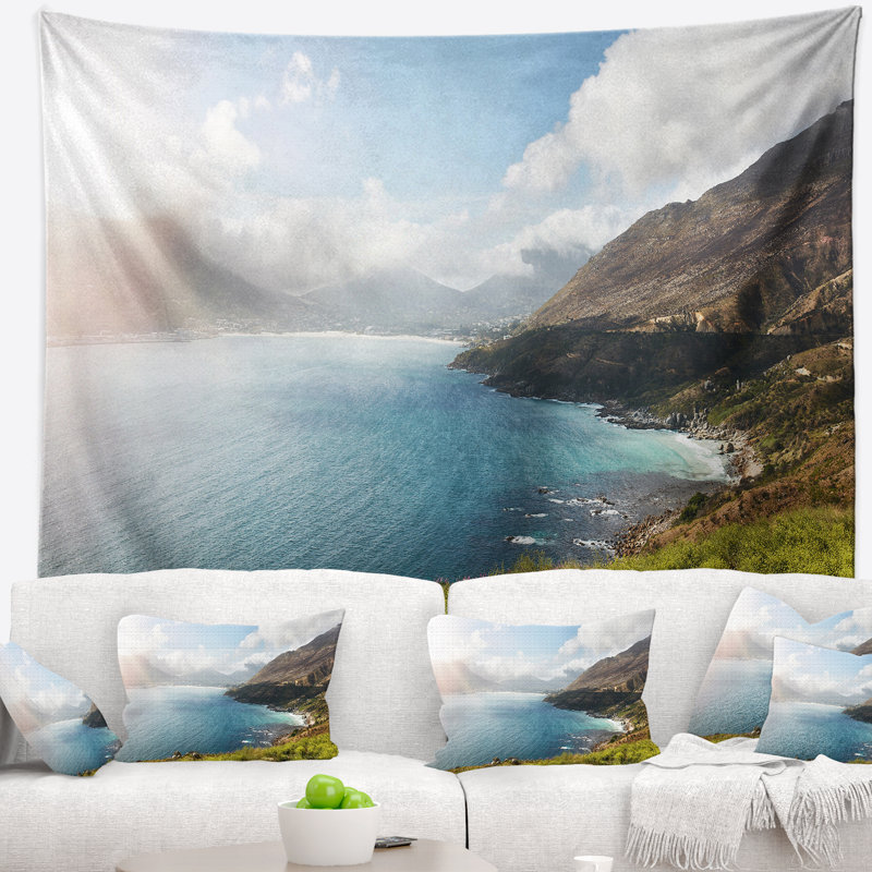 Abstrait hout bay vue de chapman's peak tapestry, H 32 po x l 39 po