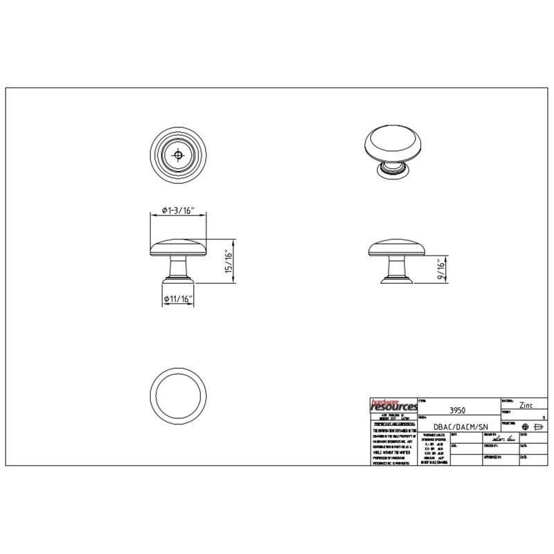 Gatsby 1 3/16" Diameter Mushroom Knob, Brushed Oil Rubbed Bronze