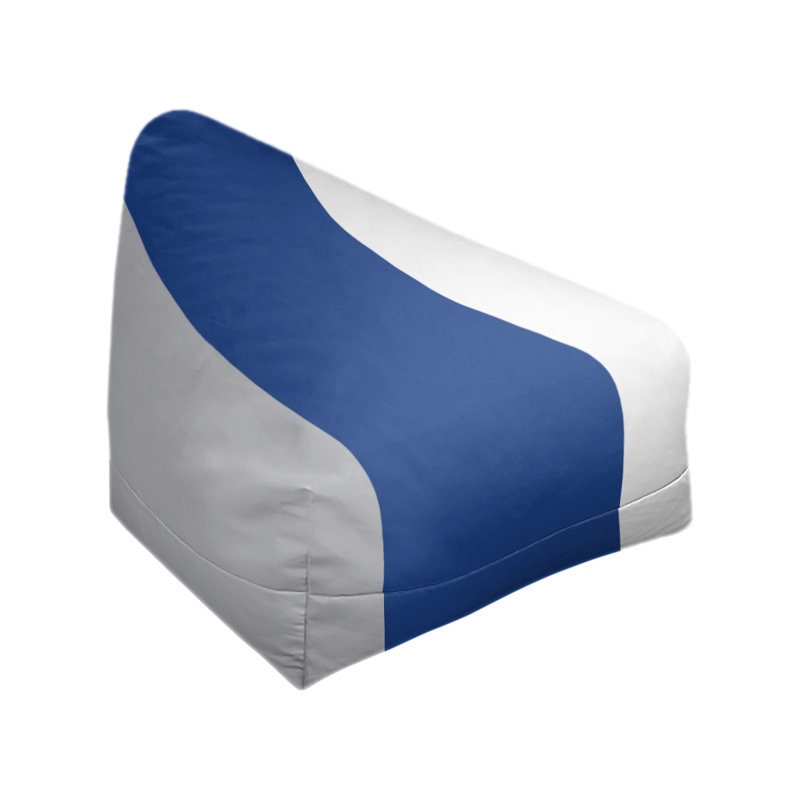 Bean Bag Chair & Lounger, 27" x 27" x 30", Gray/Royal Blue/White
