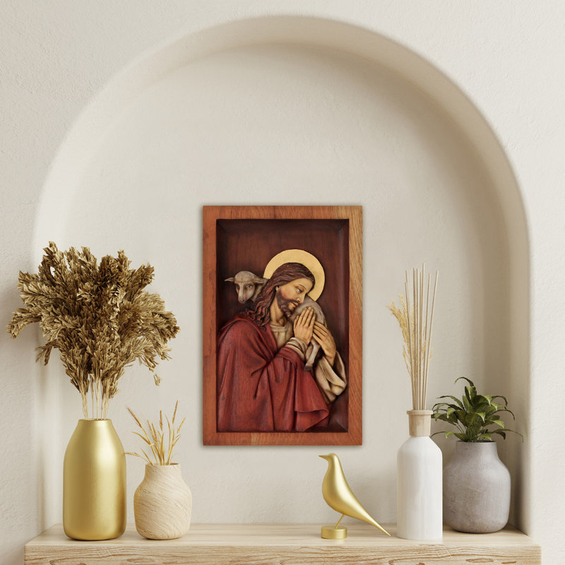 Panneau décoratif en bois sculpté à la main avec feuille de bronze