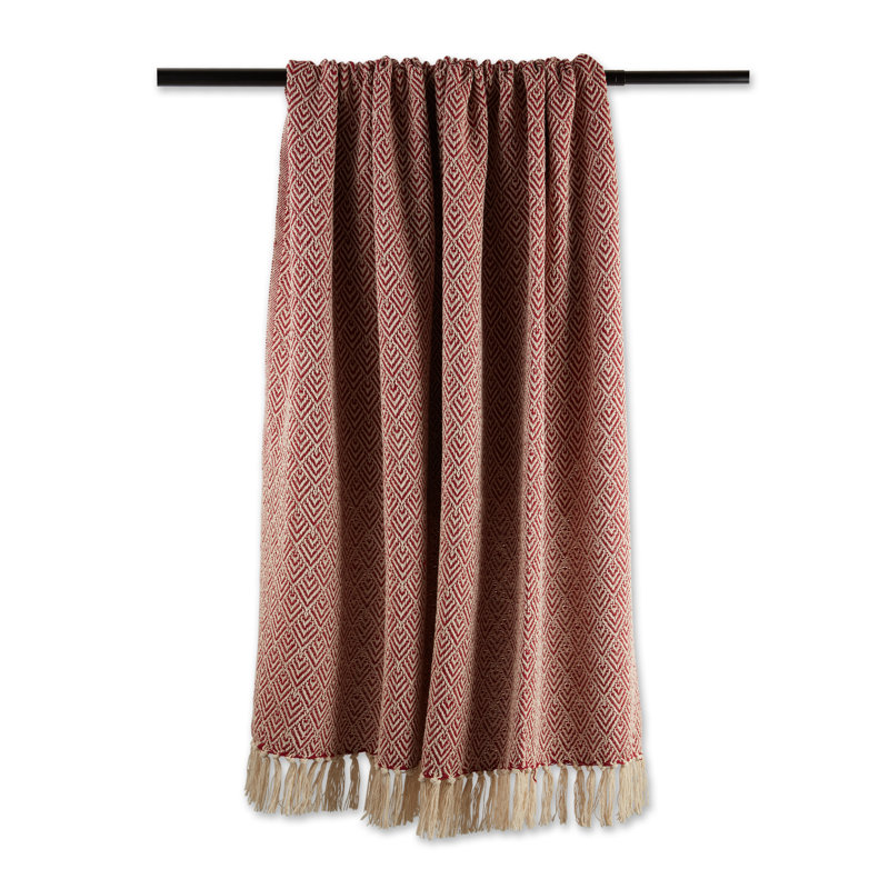 Jeté en coton , Chevron rouge