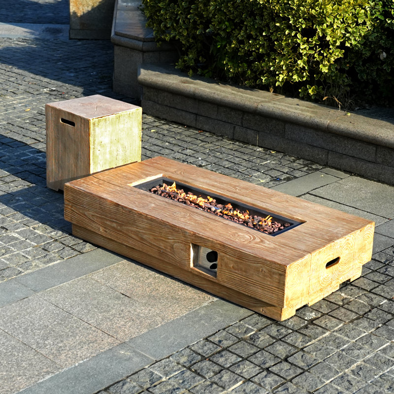 Falon Rectangle Concrete Propane Smokeless Fire Pit Table