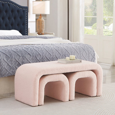 Ensemble de 3 banquettes en forme de U avec banc repose-pieds pour le hall d'entrée, chambre à coucher à l'extrémité du lit, ensemble de 3 petits sièges avec repose-pieds pour le salon, banc de 44 + 18 pouces et repose-pieds