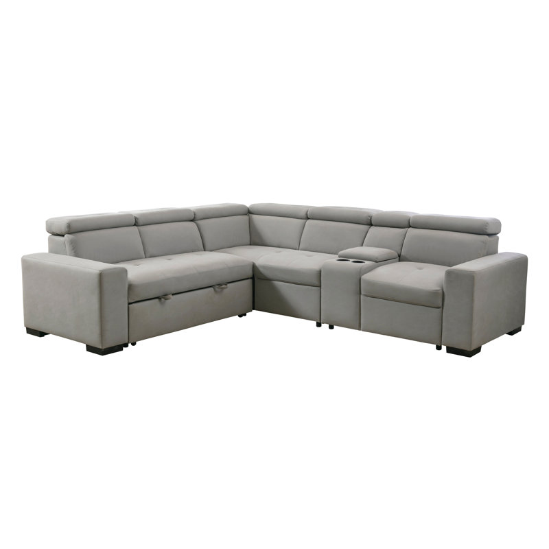 3-Piece Sleeper Sectional with Console and Adjustable Headrests