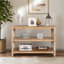 Console rustique à 3 niveaux avec détails d'inspiration gothique, table d'entrée en bois de 47,24 po de long pour le salon et le couloir