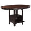Table de salle à manger à rallonge avec abat-jour en châtaignier, structure, mélange classique - moderne, pour table de décoration brun moyen, base à piédestal élégant, rassemblement idéal