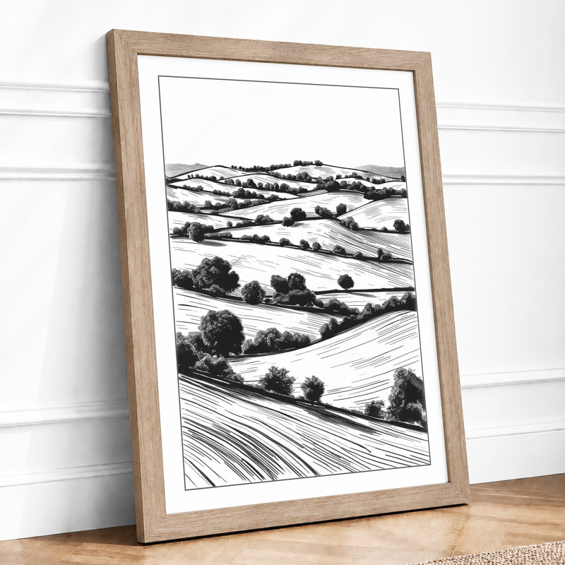 Agricultural Landscape Minimalist - Print, A1 - 84.1 x 59.4 cm, Oak