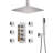 3-Fuction 12" Ceiling-Mount Thermostatic Rainfall Shower System with 6 Body Jets and Rough-in Valve-105525175