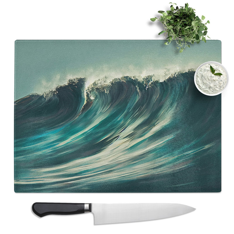 Intense Ocean Wave  Glass Chopping Board