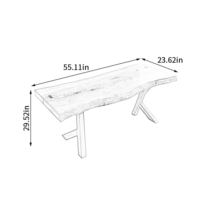 Table de salle à manger Natural Creative, H 29,52 po x L 55,11 po x l 23,62 po