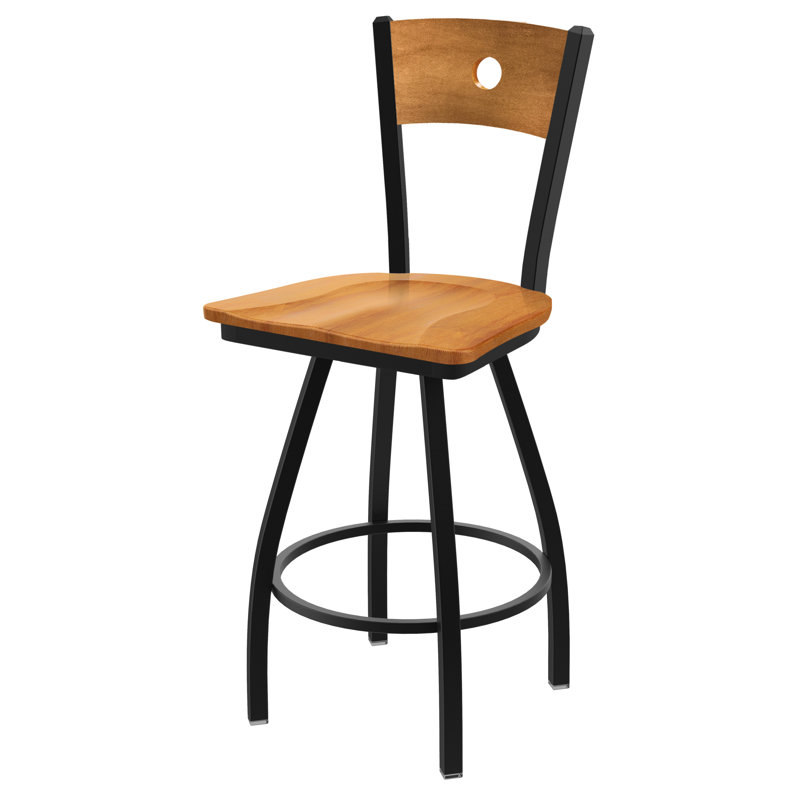 Tabouret tournant 25 "Voltaire, Bois - Érable moyen, Noir froissé, Très haut (assise de 36 po de hauteur)