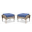 Ensemble de 2 repose-pieds d'extérieur en osier PE avec coussins bleus pour le confort de votre cour ou de votre terrasse-977582971-977582973