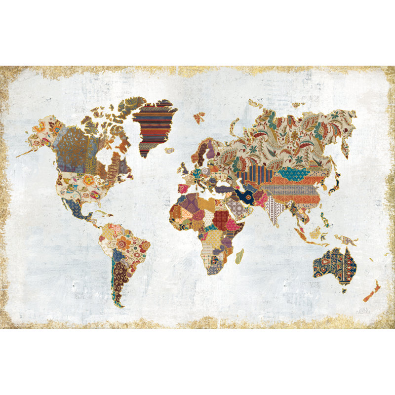 " Pattern World Map " by Laura Marshall, 20" H x 30" W x 1.25" D