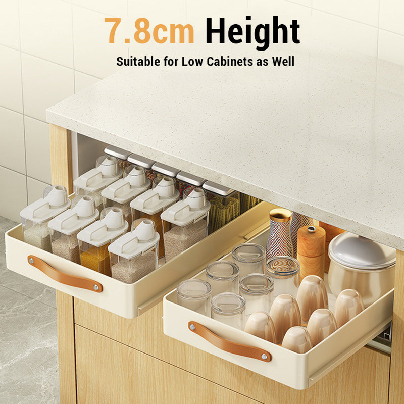 Drawer Kitchen Organizer Telescopic Drawer , No Punching, 8cm H x 30cm W x 48cm D