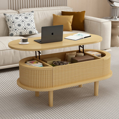 Table basse à plateau relevable avec compartiment caché
